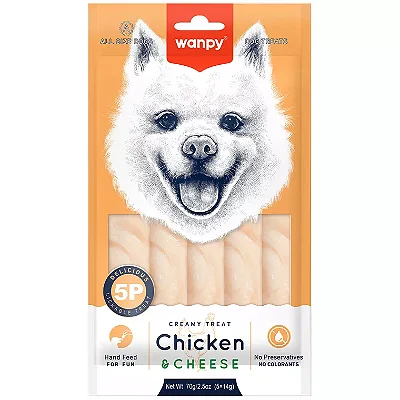 Petisco para cachorro Wanpy creamy frango e queijo 70g
