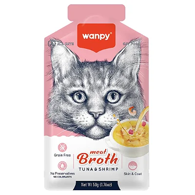 Petisco para gato Wanpy caldo sabor atum e camarão 50g