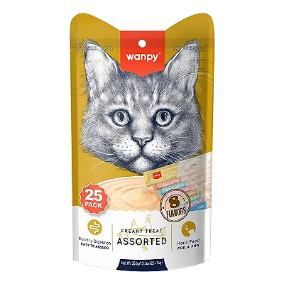 Petisco para gatos Wanpy Creamy Sabores Sortidos 14gx25 350g