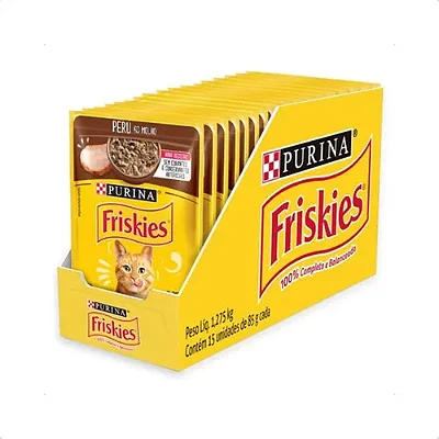 Kit 15 Friskies Sachês Para Gatos Adultos Sabor Peru 85g