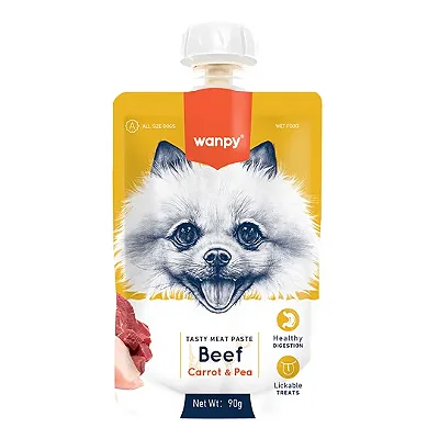 Petisco Para Cachorro Wanpy Creamy Sachê De Carne, Cenoura e Ervilha 90g