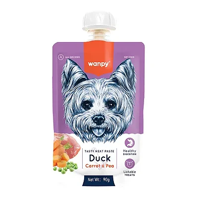 Petisco Para Cachorro Wanpy Creamy Sachê De Pato, Cenoura e Ervilha 90g