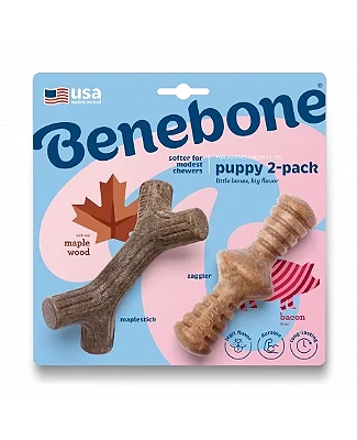 Brinquedo Mordedor Benebone Puppy Maple+zaggler 2 unidades