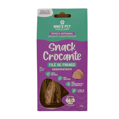 Snack Crocante Filé de Frango Desidratado 40g Ninos Pet