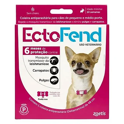 Coleira Antiparasitária EctoFend 48cm para Cães de Pequeno e Médio Porte