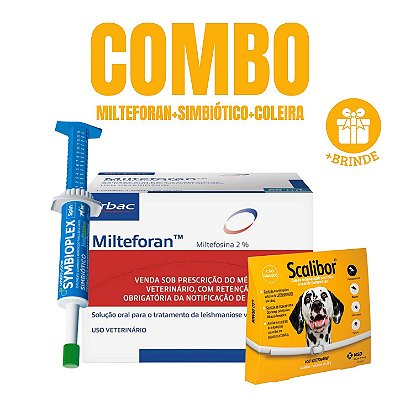 Combo Milteforan Virbac + Coleira Scalibor + Simbiótico Symbioplex