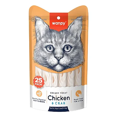Petisco para gato Wanpy Creamy Frango e Carangueijo 14gx25 350g