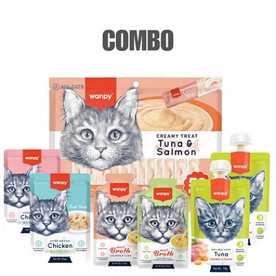 Kit Petiscos Wanpy para gatos 7 itens