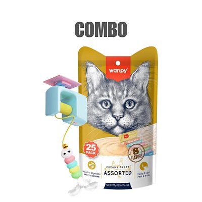 Combo Petisco Wanpy 350g Sabores Sortidos + brinquedo interativo de pendurar