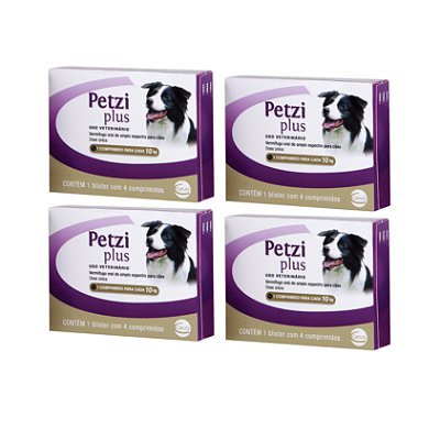 Combo 4 Vermífugo Petzi Plus 10KG 700MG Ceva
