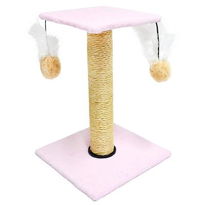 Arranhador com plataforma quadrada Rosa 26X26X37 cm