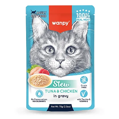 Petisco Para Gato Wanpy Sachê Stew de Atum e Frango 70g