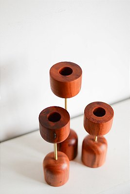 Trio de castiçais Rosa