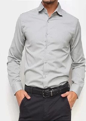 Camisa mista longa cinza