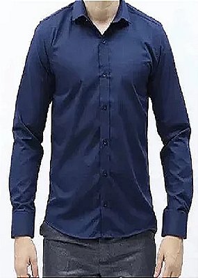 Camisa mista longa azul marinho