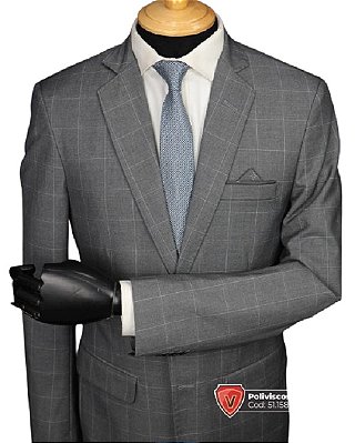Terno Poliviscose chumbo xadrez antuerpia