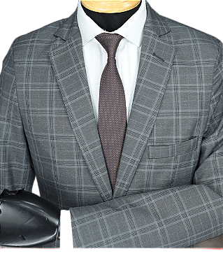 Terno Poliviscose chumbo xadrez antuerpia