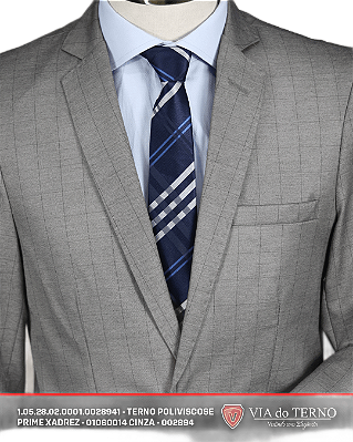 Terno Poliviscose cinza prime xadrez