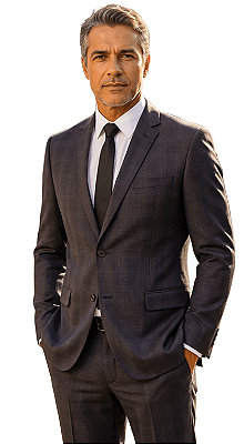 Terno microfibra chumbo xadrez