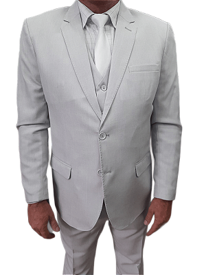 Traje microfibra cinza prata