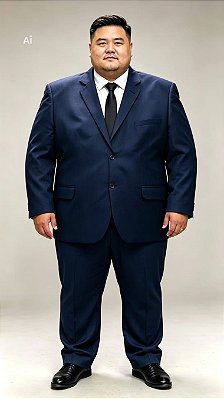 Terno Plus Size Premium - Azul marinho liso