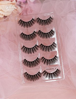 Cartela De Cílios Mega Nice Da Linha Luxo Com 5 Pares