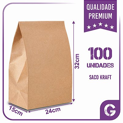 Saco Kraft Para Delivery G - Sem impressão - 100 unidades
