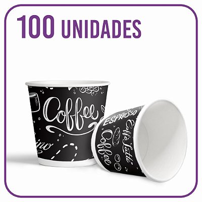 Copo De Papel 110ml - Mod. Preto Impressão Café 100 unidades