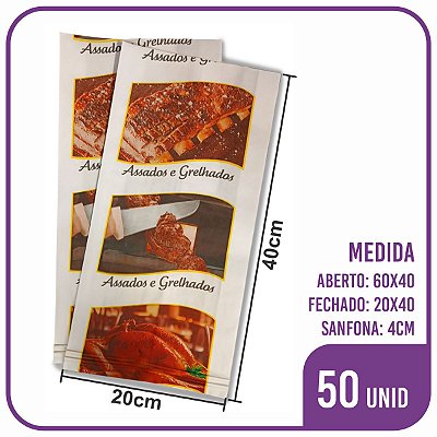 Saco Térmico Costela Carne Frango - Barreira Gordura (50 Unidades)
