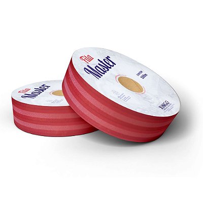 Fita Plástica Master Decorada Listras Vermelha - 32mmx100m