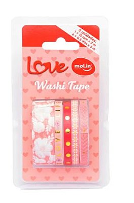 Conjunto Washi Tape Slim 5 Unid Floral Rosa