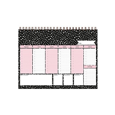 Planner Bloco Semanal Poá Preto e Rosa