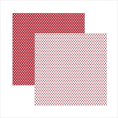 Folha de Scrapbook Coração - Vermelho e Branco