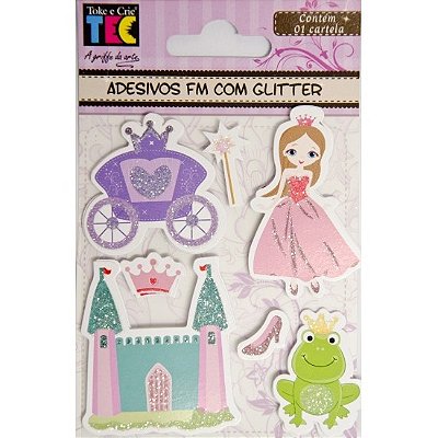 Adesivo Feito à Mão com Glitter - Princesas