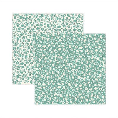 Folha de Scrapbook Verde Floral