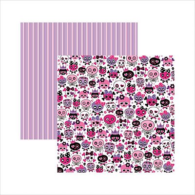 Folha de Scrapbook Caveiras Pink Divertidas