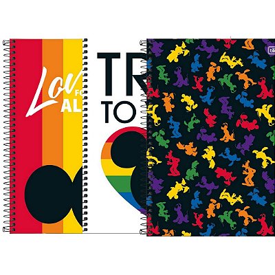 Caderno Universitário Michey Mouse Rainbow 160 Folhas