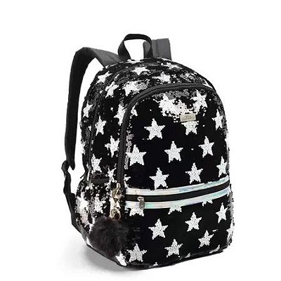 Mochila Lantejoula com Chaveiro - Estrelas