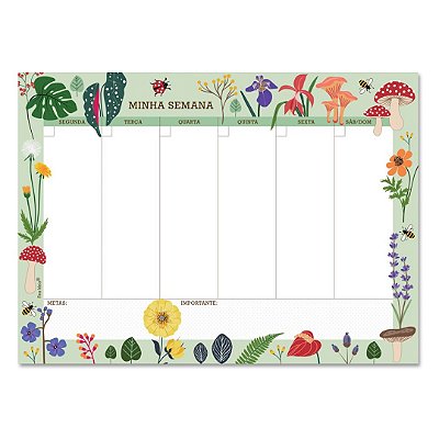 Planner Bloco Semanal Love Garden