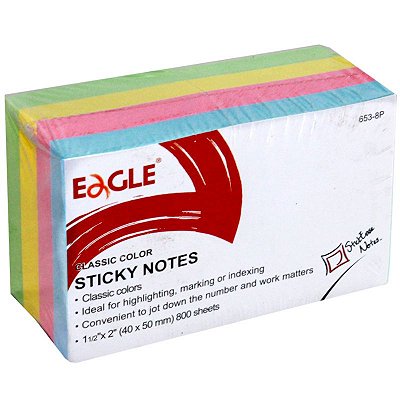 Bloco Post-It 8 Unidades 50x50mm 4 Cores Pastel