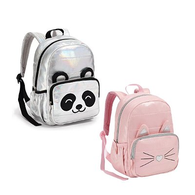 Mochila Infantil Bichinhos Metálica Brilhante - Pequena