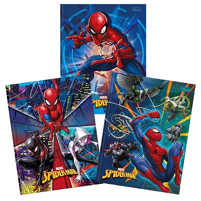 Caderno Brochura Capa Dura Homem Aranha 80 folhas