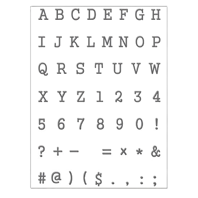 Cartela de Carimbo de Alfabeto, Numeração e Pontuação