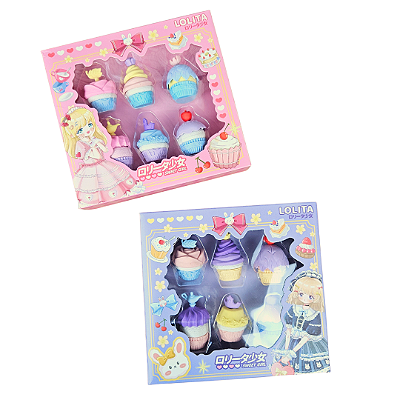 Kit Borrachas Cupcake Fofas - 6 Unidades