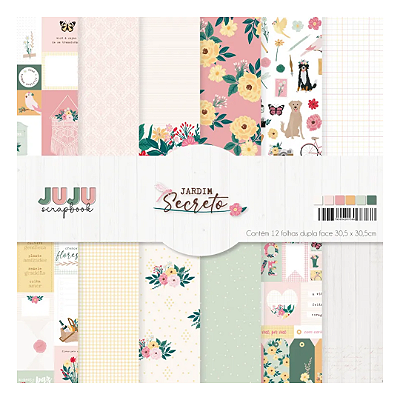 Kit Papel de Scrapbook "Jardim Secreto" - 12 Folhas