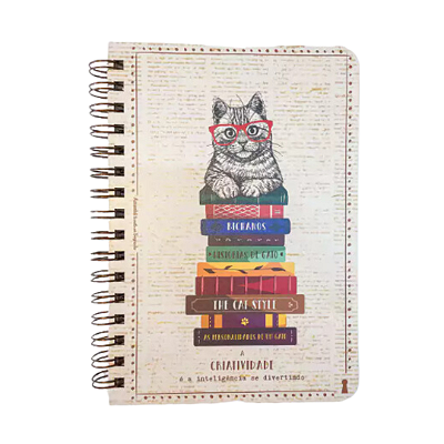 Caderno Espiral de Madeira Gatinho - 80 Folhas