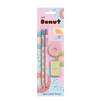 Kit Lápis HB Donut com Apontador e Borracha