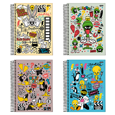 Caderno Espiral Looney Tunes - 80 Folhas