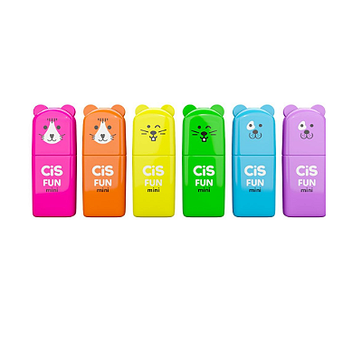 Kit Mini Marca-texto Bichinhos Neon - 6 Cores