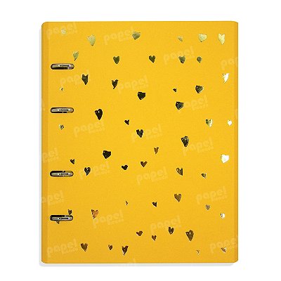 Caderno Fichário Corações Amarelo
